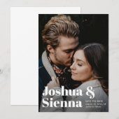Moderne typografie foto bruiloft save the date (Voorkant / Achterkant)