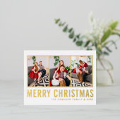 Moderne Typografie Foto Collage Kerstmis Folie Feestdagen Briefkaart (Staand Voorkant)