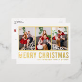 Moderne Typografie Foto Collage Kerstmis Folie Feestdagen Briefkaart (Voorkant / Achterkant)