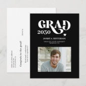 Moderne typografie foto eenvoudig afstuderen kondi aankondigingskaart (Voorkant / Achterkant)