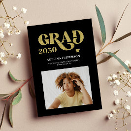 Moderne typografie foto goud zwart afstuderen aankondiging
