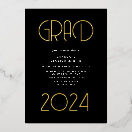 Moderne Typografie Foto Graduation Party Folie Uitnodiging