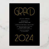 Moderne Typografie Foto Graduation Party Folie Uitnodiging (Voorkant)