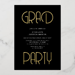 Moderne Typografie Foto Graduation Party Folie Uitnodiging