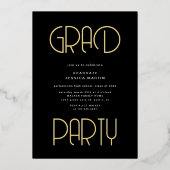 Moderne Typografie Foto Graduation Party Folie Uitnodiging (Voorkant)