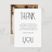 Moderne Typografie Foto Graduation Party Uitnodige Bedankkaart (Voorkant / Achterkant)