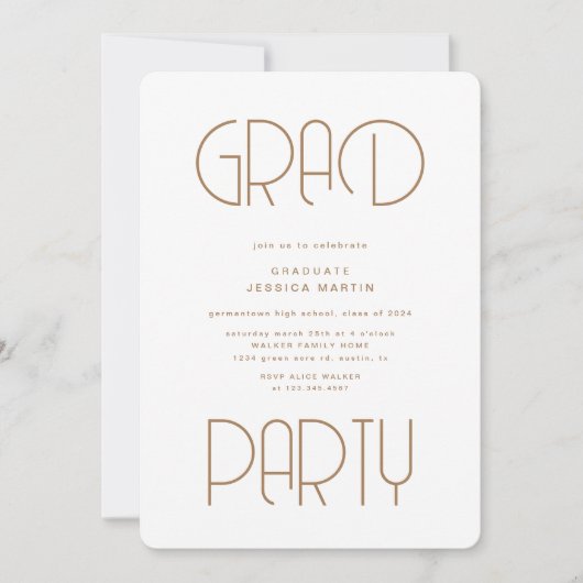 Moderne Typografie Foto Graduation Party Uitnodige Kaart (Voorkant)