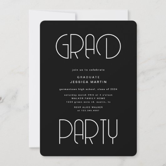 Moderne Typografie Foto Graduation Party Uitnodige Kaart (Voorkant)