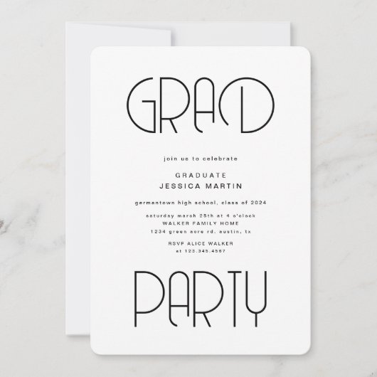 Moderne Typografie Foto Graduation Party Uitnodige Kaart (Voorkant)