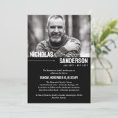 Moderne Typografie Foto Memorial Service Kaart (Staand voorkant)