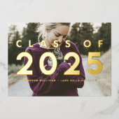 Moderne Typografie Foto Overlay Afstuderen Gold Folie Uitnodiging (Voorkant)