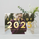 Moderne Typografie Foto Overlay Afstuderen Gold Folie Uitnodiging (Staand Voorkant)
