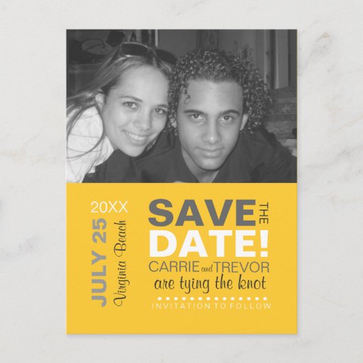 Moderne typografie Foto Save the Date Briefkaart (Voorkant)