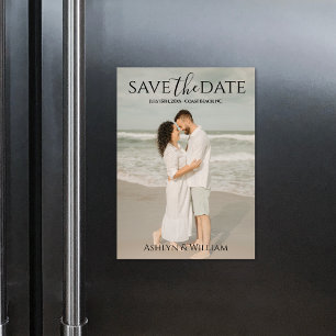 Moderne typografie foto save the date magneet kaar