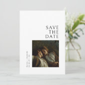 Moderne typografie foto trouwdatum save the date (Staand voorkant)