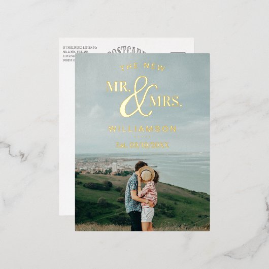 Moderne Typografie Foto Weddenschap Echt bedankt Folie Uitnodiging Briefkaart (Voorkant / Achterkant)