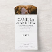 Moderne Typografie Foto Wedding All In One Uitnodiging (Binnen)