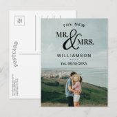 Moderne Typografie Foto Wedding Announcement Feestdagenkaart (Voorkant / Achterkant)