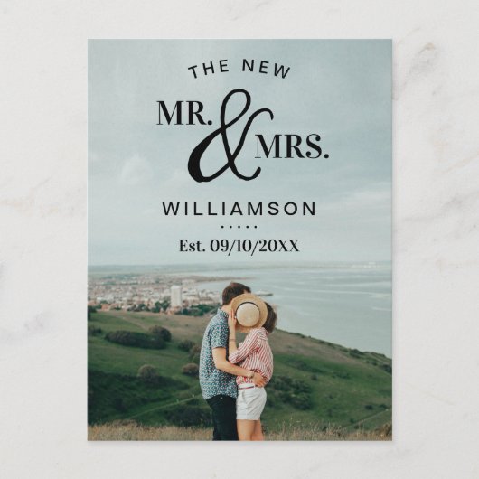 Moderne Typografie Foto Wedding Announcement Feestdagenkaart (Voorkant)