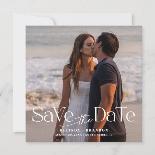 Moderne Typografie Foto Wedding Kaart (Voorkant)