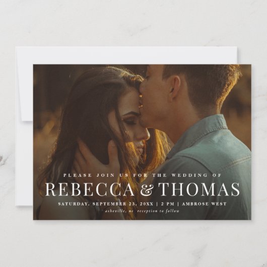 Moderne Typografie Foto Wedding Kaart (Voorkant)