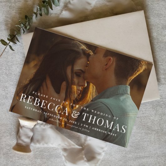 Moderne Typografie Foto Wedding Kaart