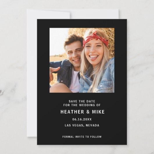 Moderne Typografie Foto Wedding Save The Date (Achterkant)