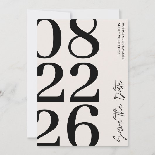 Moderne Typografie Foto Wedding Save The Date (Voorkant)