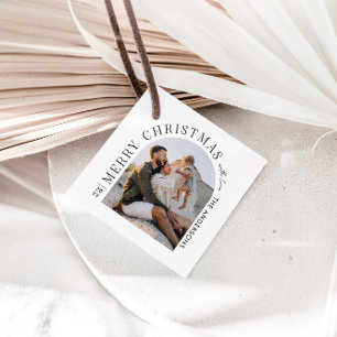 Moderne typografie fotoboog Kerstmis Bedankjes Labels