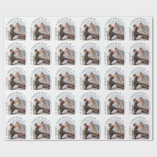 Moderne typografie fotoboog Kerstmis Cadeaupapier (Vlak)