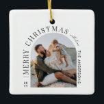 Moderne typografie fotoboog Kerstmis Keramisch Ornament<br><div class="desc">Moderne minimalistische grafische abstracte vorm foto kerstvakantie ontwerp. Vet op trend design. Onderdeel van een vakantie collectie.</div>