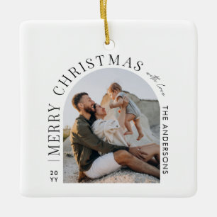Moderne typografie fotoboog Kerstmis Keramisch Ornament