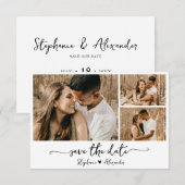 Moderne Typografie Fotocollage Bruiloft Save The Date (Voorkant / Achterkant)