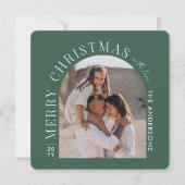 Moderne typografie fotocollage groene kerst feestdagenkaart (Voorkant)