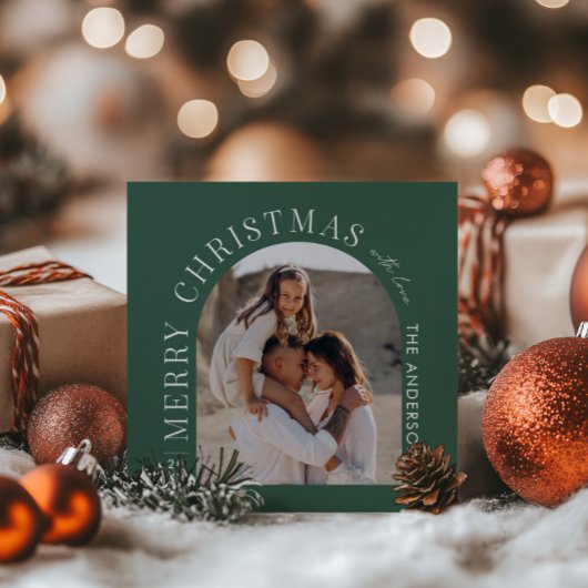 Moderne typografie fotocollage groene kerst feestdagenkaart