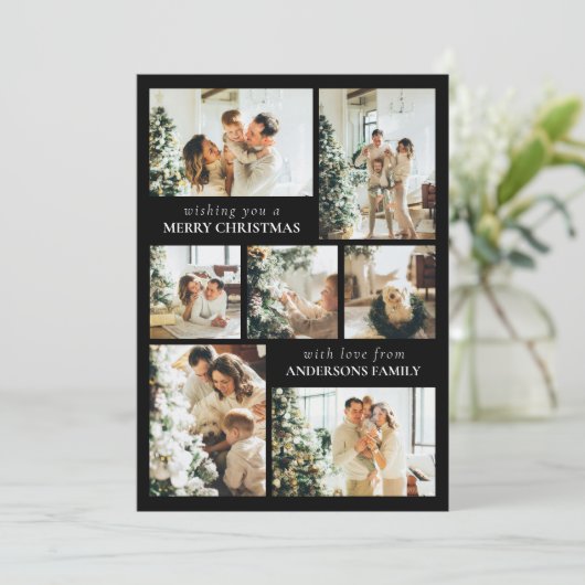 Moderne Typografie Fotocollage Kerst Kaart (Staand voorkant)