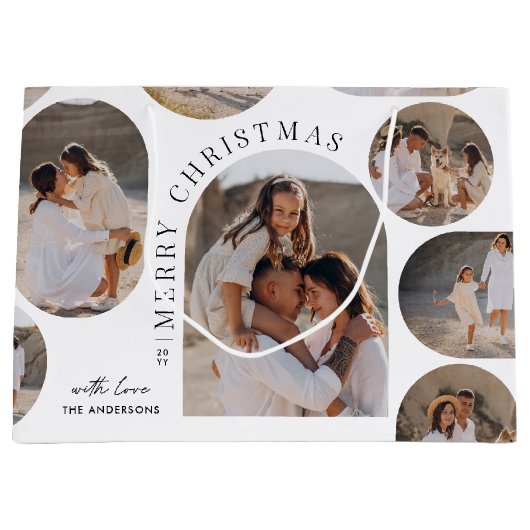 Moderne typografie fotocollage Kerstmis Groot Cadeauzakje (Voorkant)