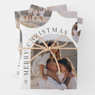 Moderne typografie fotocollage Kerstmis Inpakpapier Vel