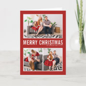 Moderne Typografie Fotocollage Rode Kerstmis Feestdagen Kaart (Voorkant)