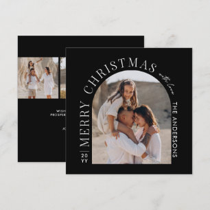 Moderne typografie fotocollage zwarte kerst feestdagenkaart