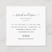 Moderne typografie fotograaf Minimale kalligrafie Vierkante Visitekaartje (Achterkant)