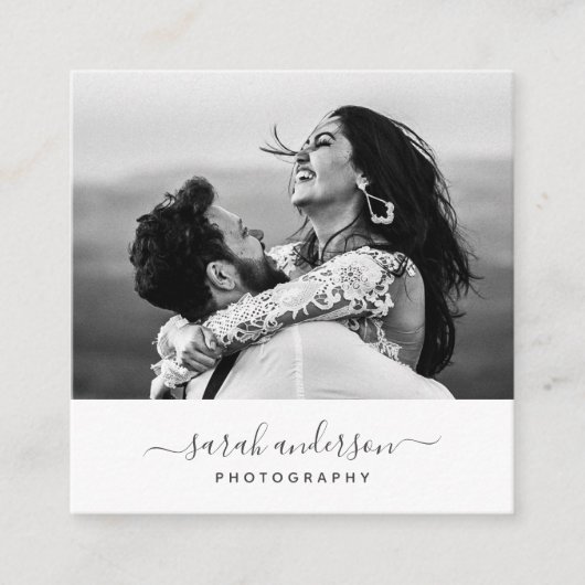 Moderne typografie fotograaf Minimale kalligrafie Vierkante Visitekaartje (Voorkant)