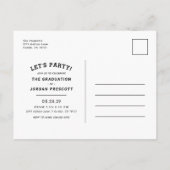 Moderne Typografie Fotooverlay Graduparty Aankondigingskaart (Achterkant)