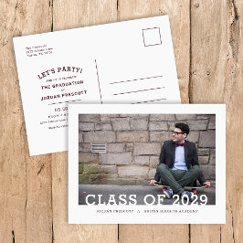 Moderne Typografie-fotooverlay Graduparty Aankondigingskaart