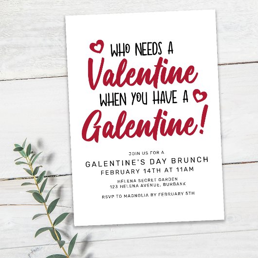 Moderne Typografie Galentine's Day Brunch Kaart