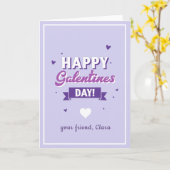 Moderne Typografie Galentine's Day Friend Paars Kaart (Gele Bloem)