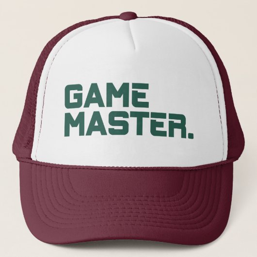 Moderne Typografie Game Master Heren Trucker Pet (Voorkant)