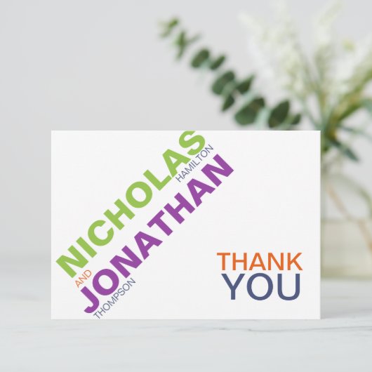 Moderne Typografie Gay Wedding Bedankt (Staand voorkant)