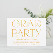 Moderne typografie gele afstudeerfeest kaart (Staand voorkant)