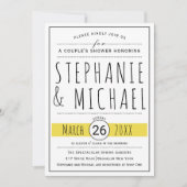 Moderne typografie gele bruiloft-douche kaart (Voorkant)